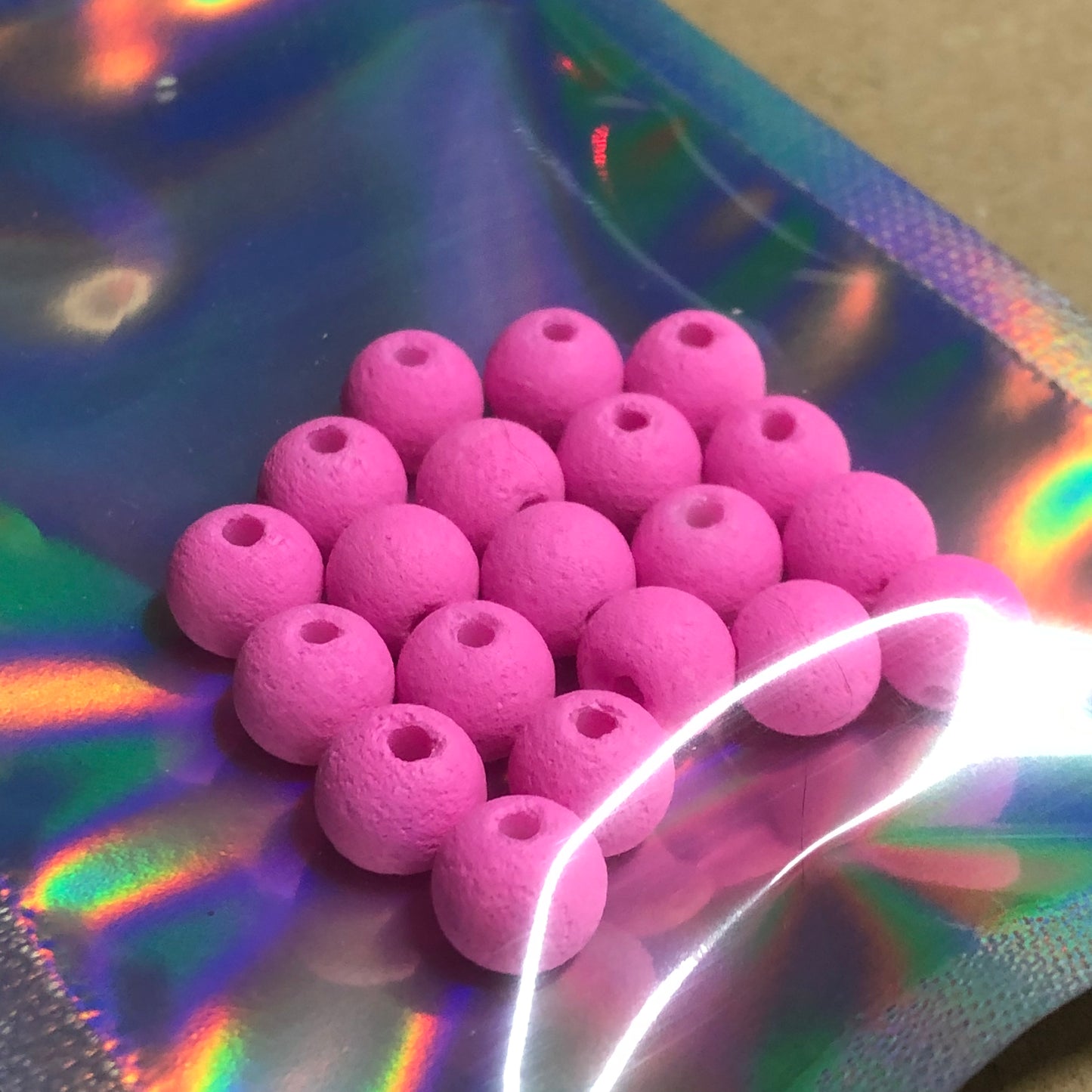 Round bright pink lava rock beads 8mm