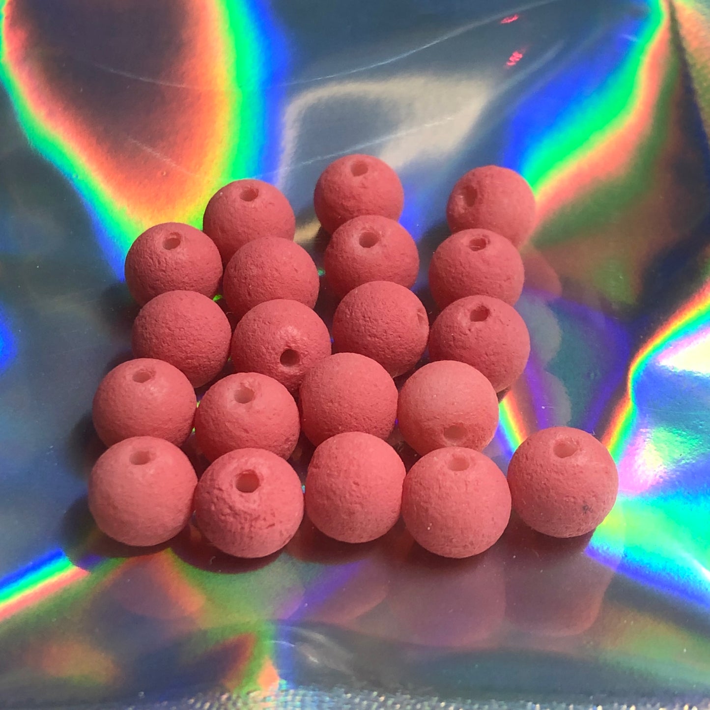 Round salmon pink lava rock beads 8mm