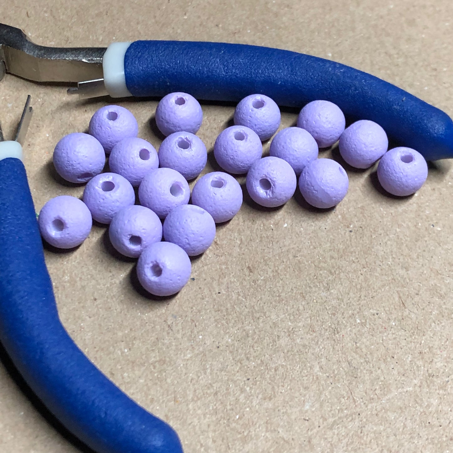 Round lilac lava rock beads 8mm