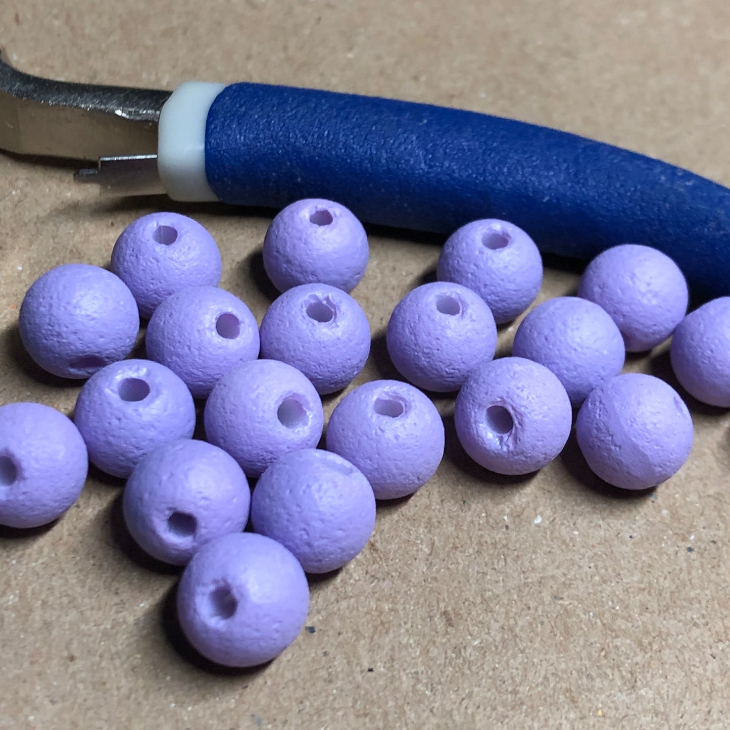 Round lilac lava rock beads 8mm