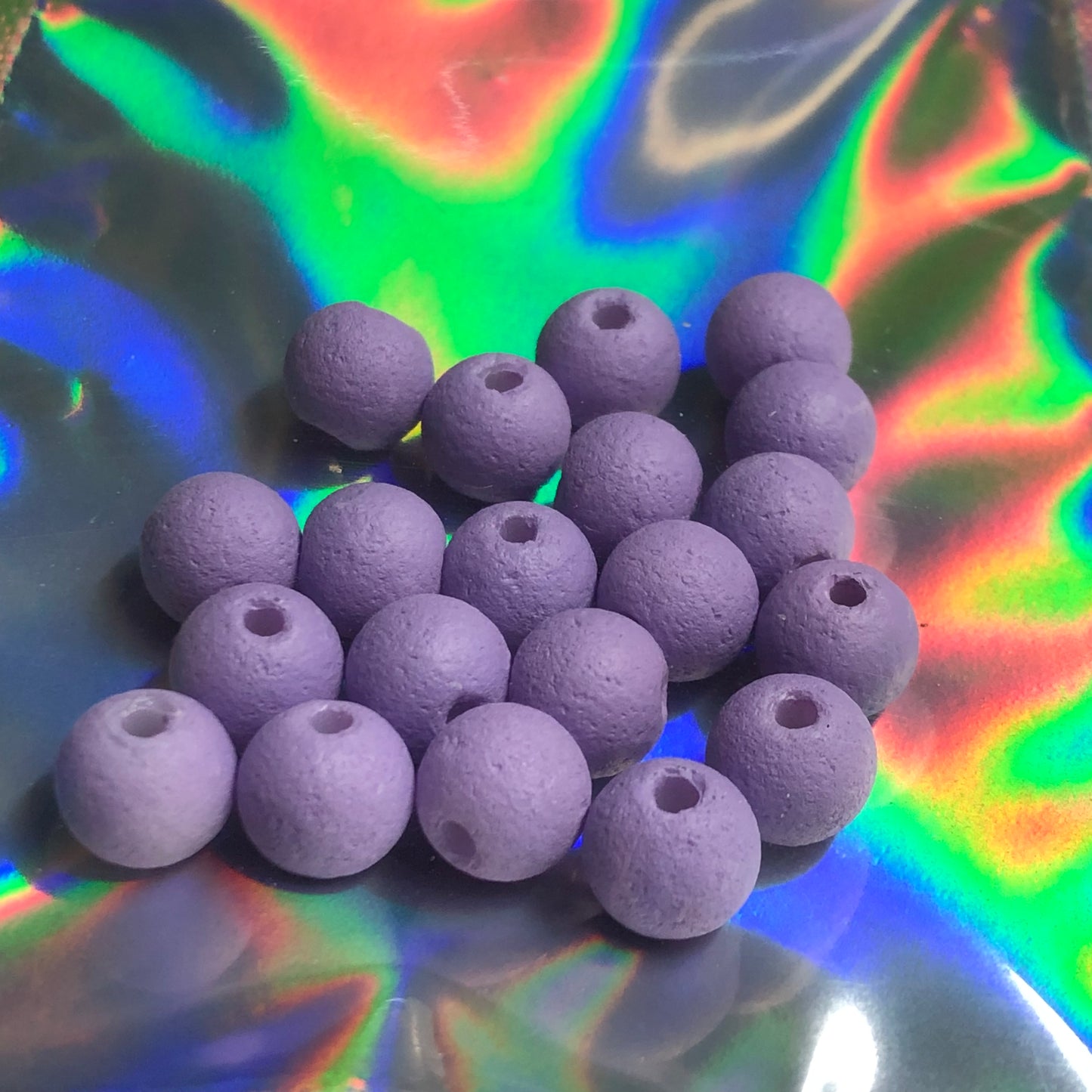 Round lilac lava rock beads 8mm