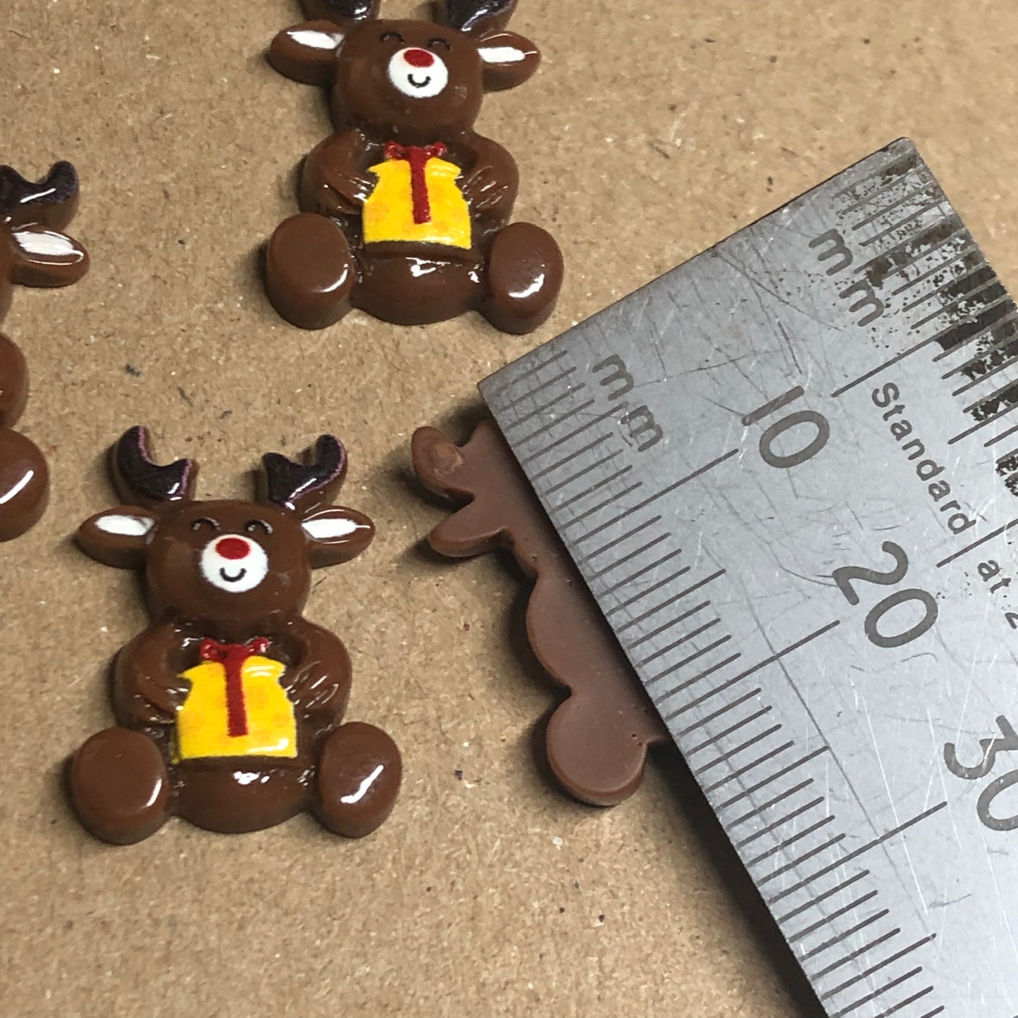 5 x craft charms brown teddy