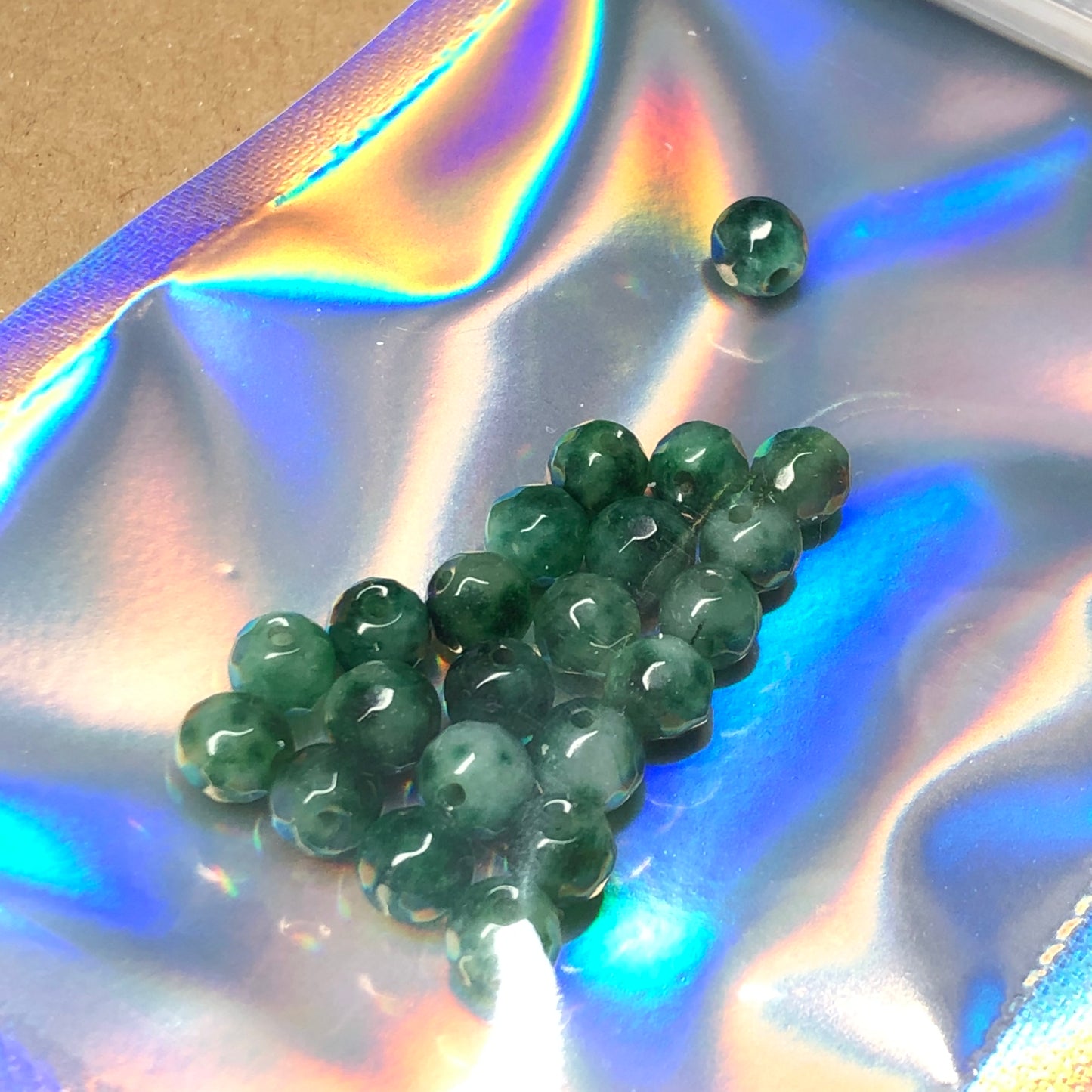 Moss agate faceted round beads 6mm