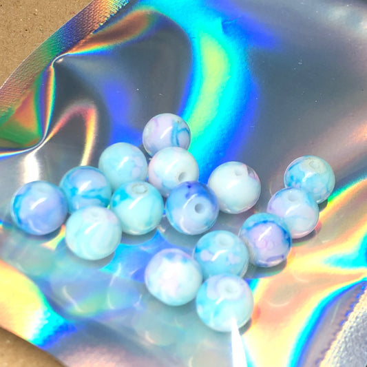 Dreamy blue watercolour beads 8mm