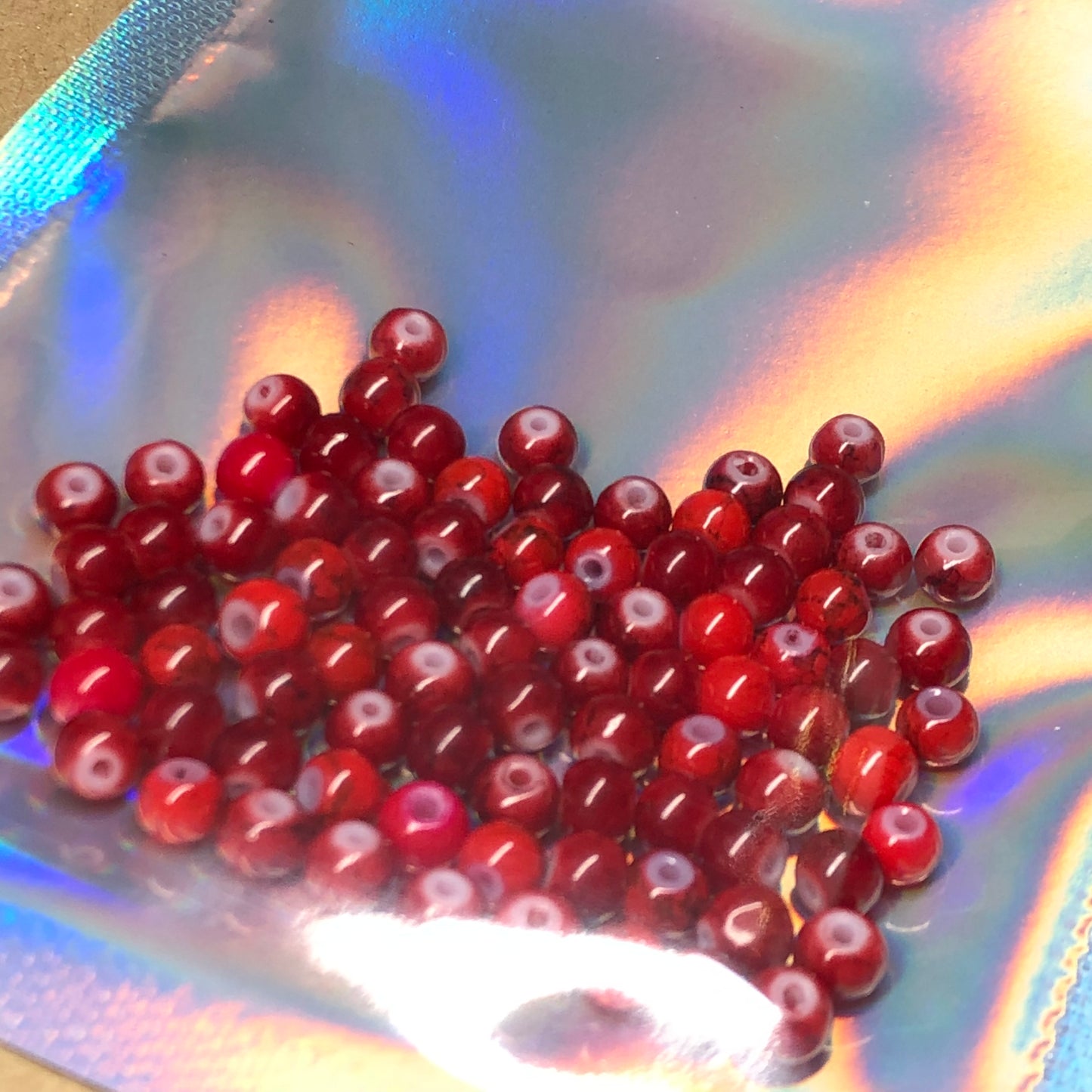 Opaque red glass beads 4mm