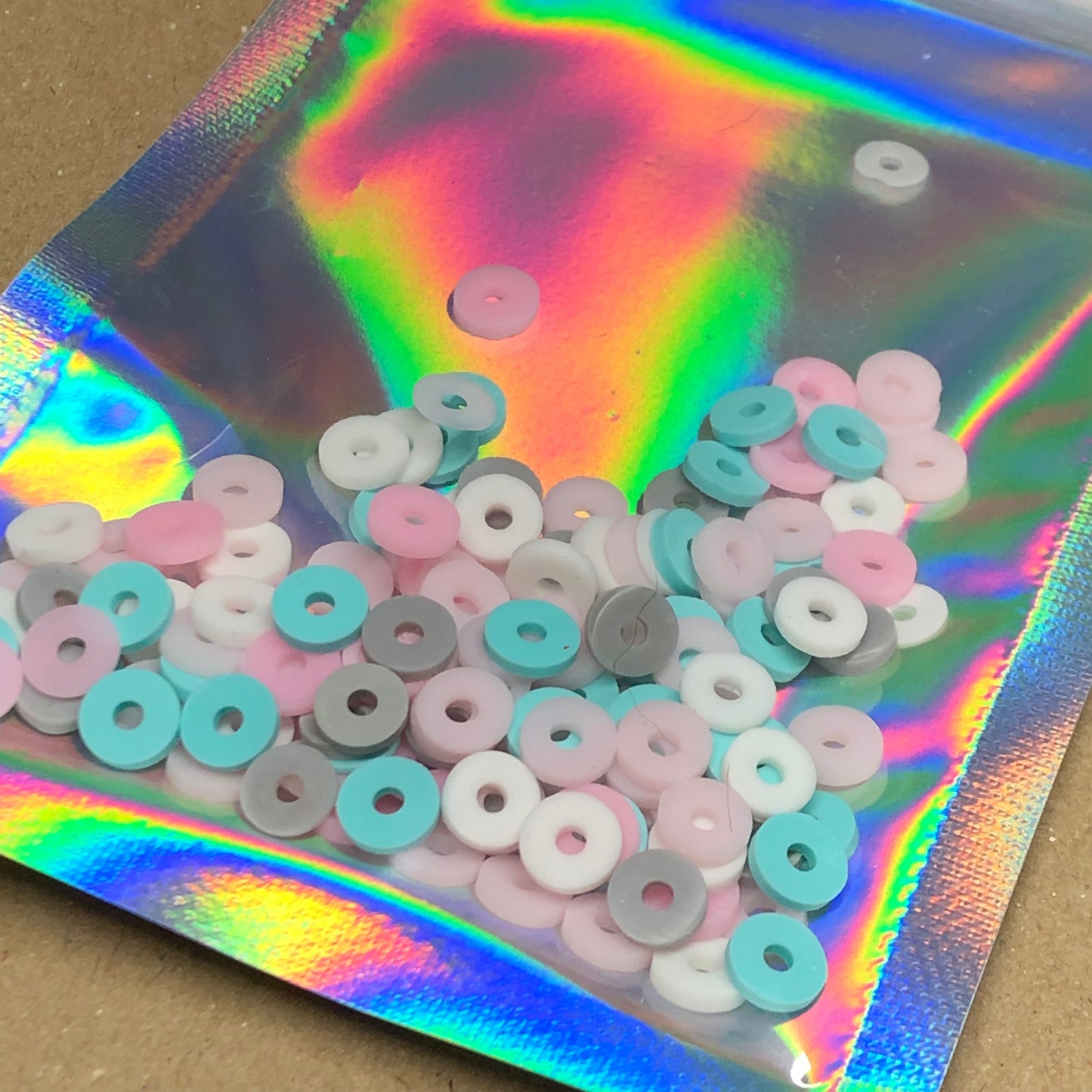 Mixed pastel flat acrylic beads