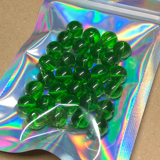 Green round glass beads 10mm