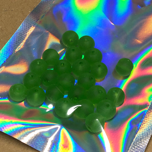 Green frosted glass beads 8mm