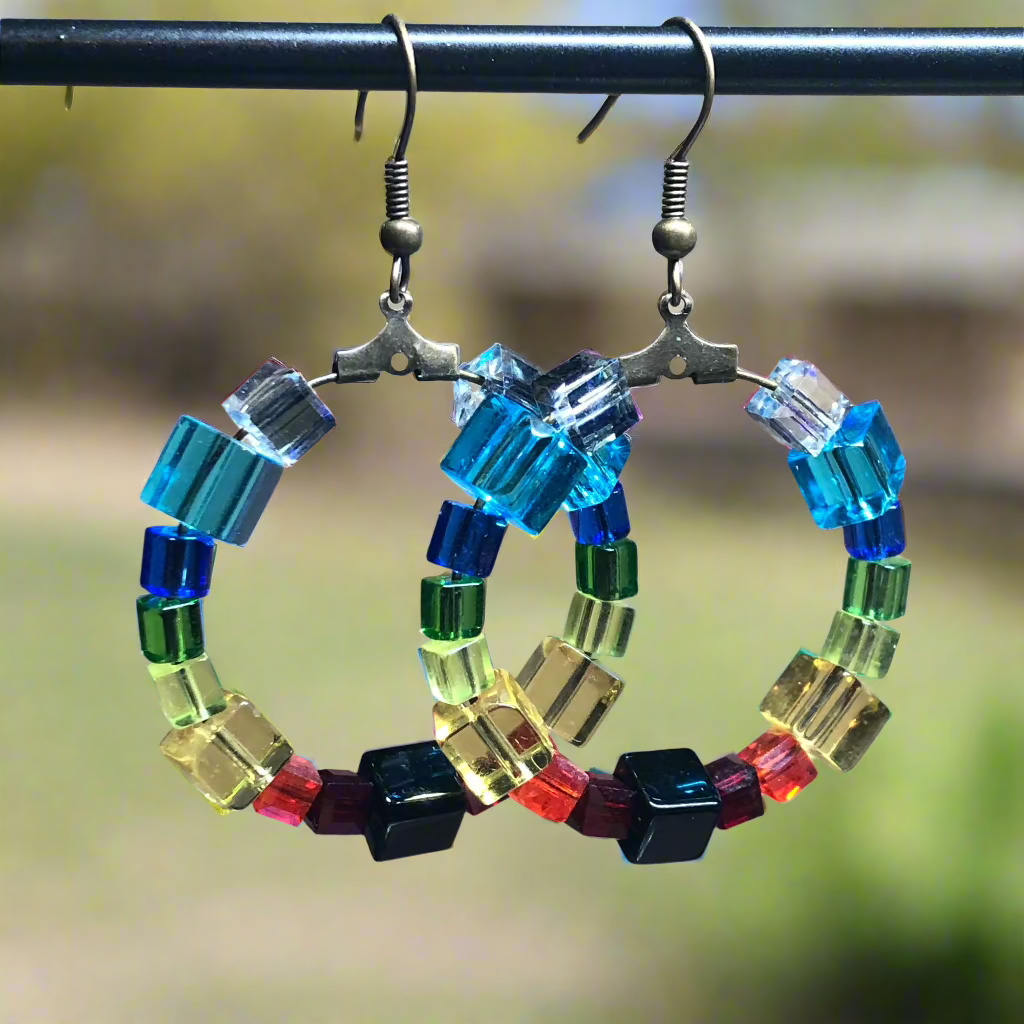 Alala - Rainbow hoop bronze earrings