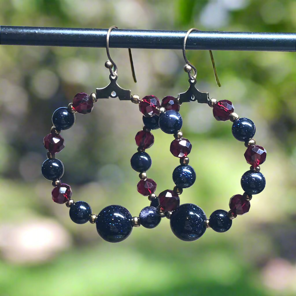 Invidia - Handmade Goldstone hoop earrings