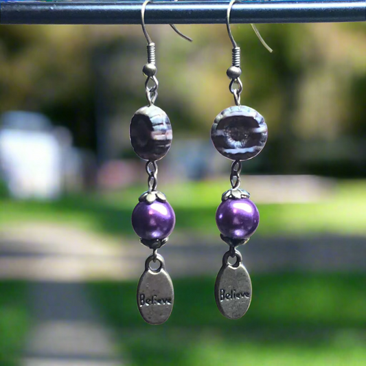 Eurydice - Purple glass believe earrings