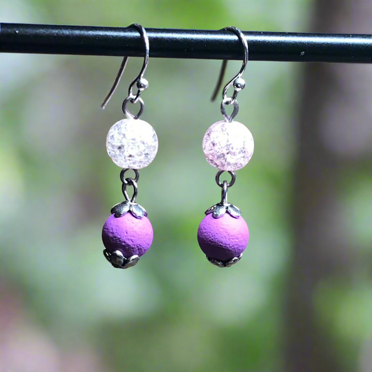Tanya - Purple lava stone crackle agate earrings