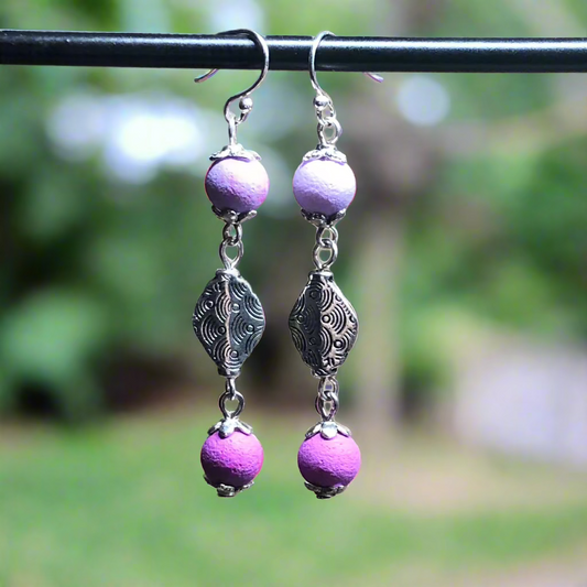 Rhya - Purple lavender lilac lava stone earrings