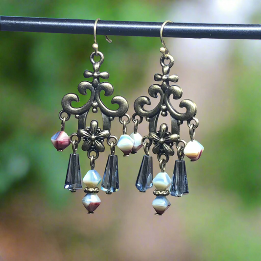 Inverness - Pastel porcelain crystal chandelier earrings