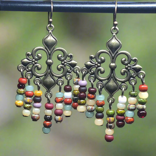 Cheyenne - Rainbow glass chandelier earrings