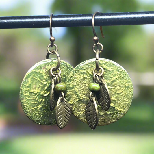 Peregrine - Green lightweight aluminium disc earrings