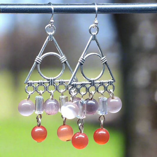 Emma - Plum and Tangerine shimmer earrings