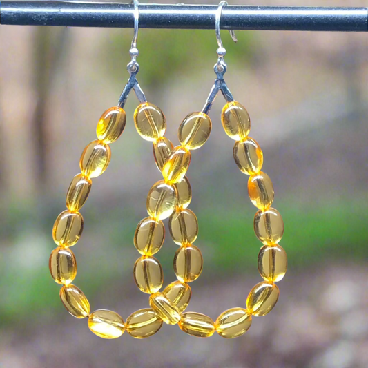 Erin - Yellow teardrop glass hoop earrings
