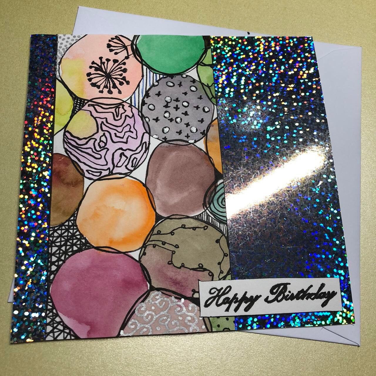 Prismatic colourful watercolour birthday card