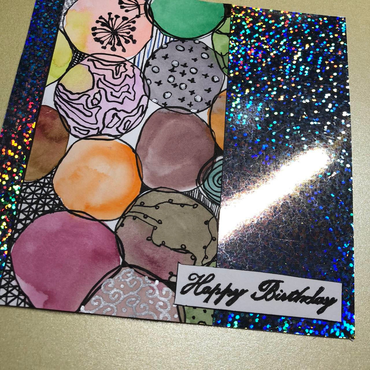 Prismatic colourful watercolour birthday card