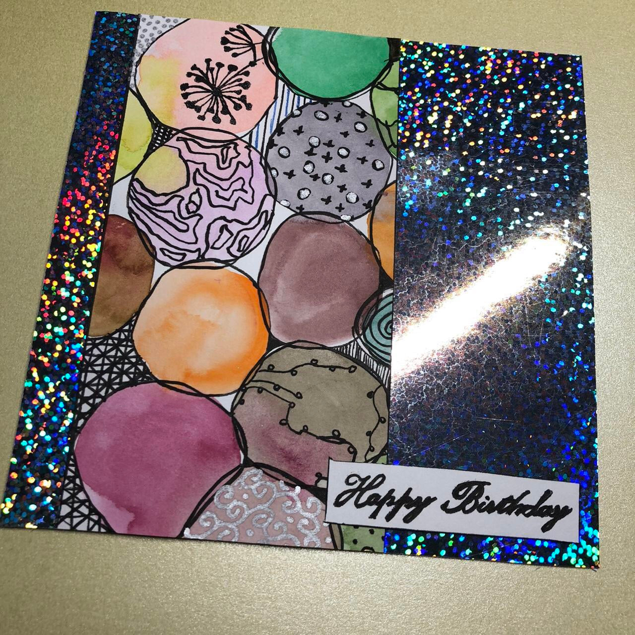 Prismatic colourful watercolour birthday card