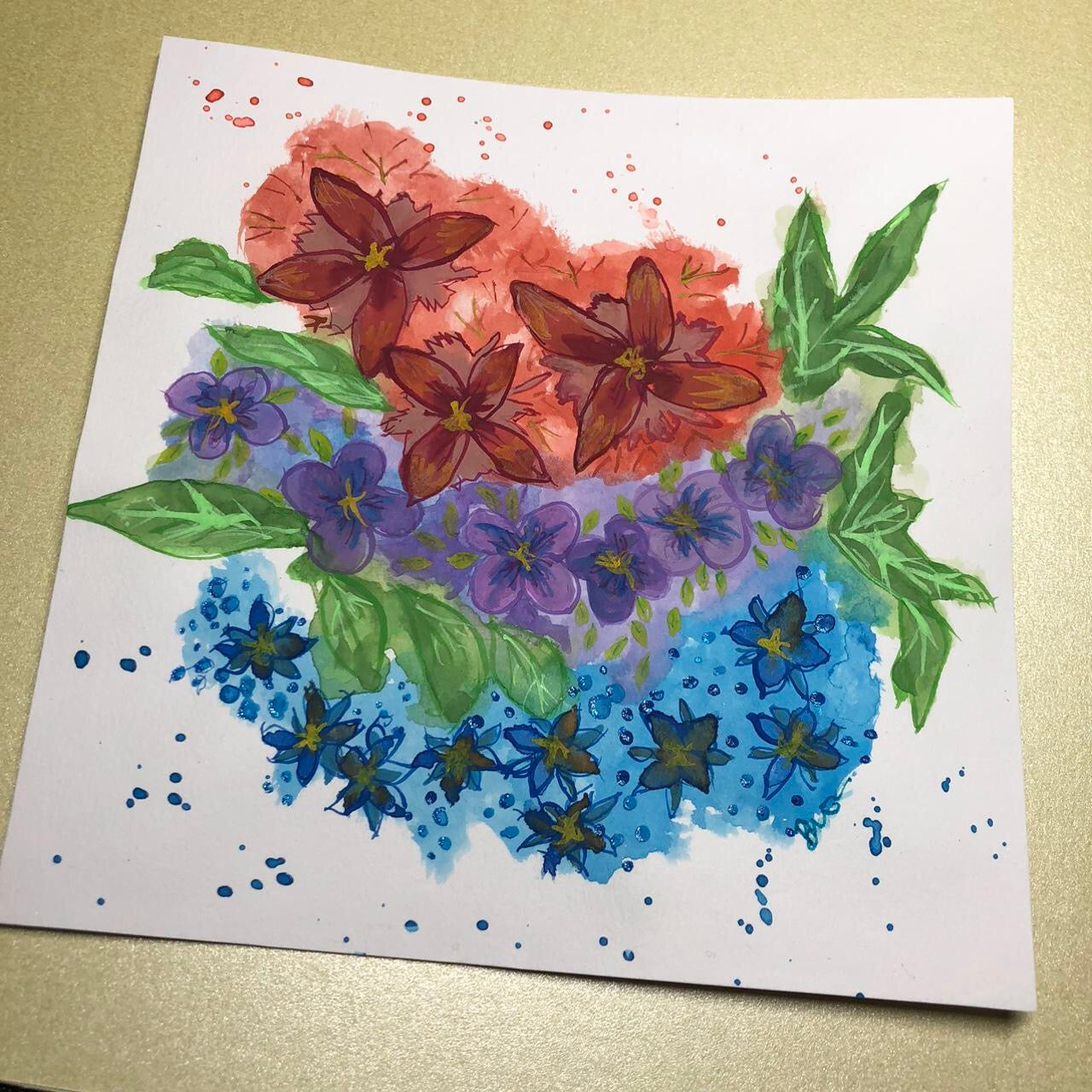 Colourful flower watercolour greeting card