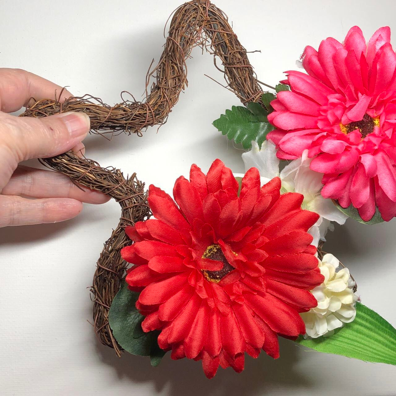 Grapevine floral hanging star decoration.