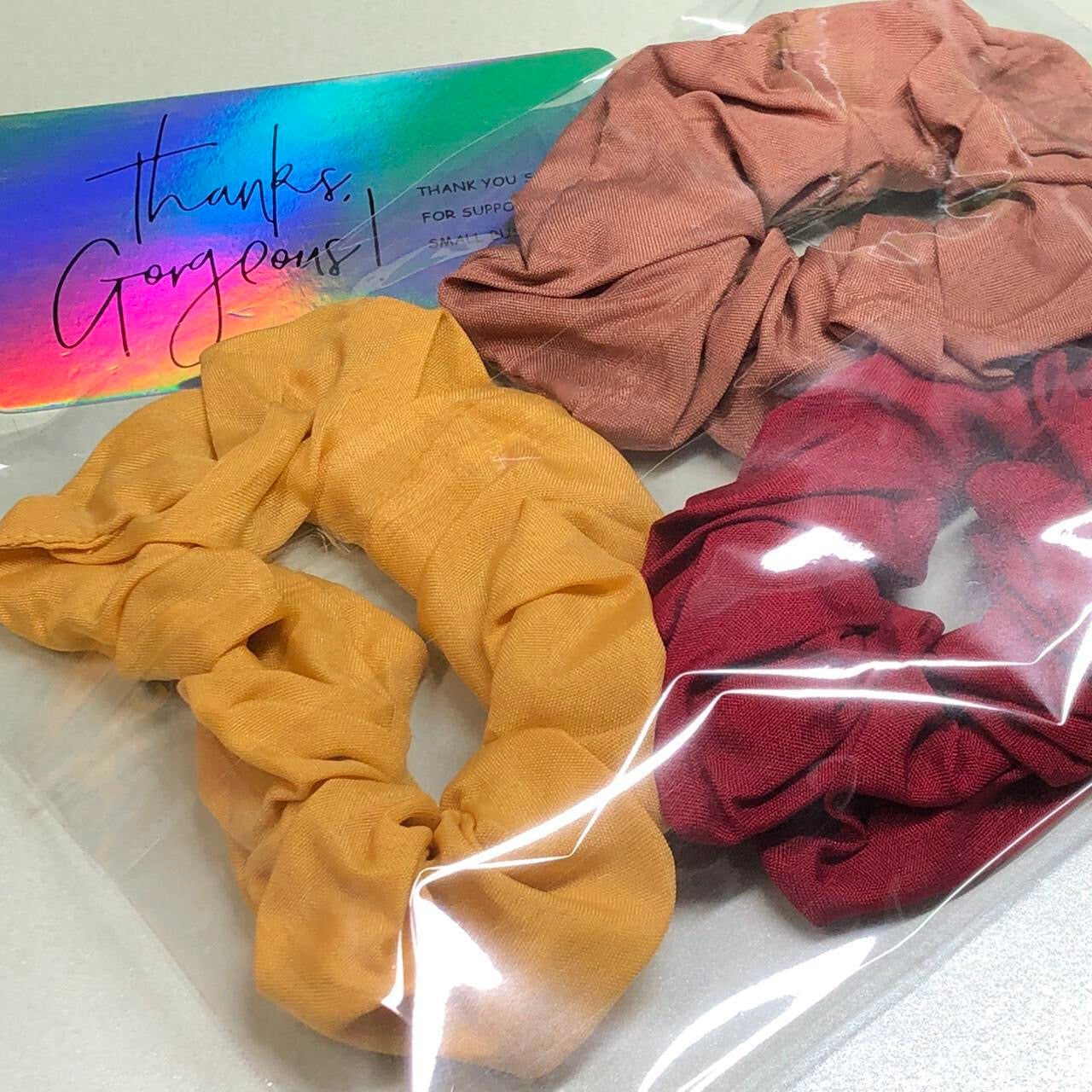 Warm colours hair scrunchy pack