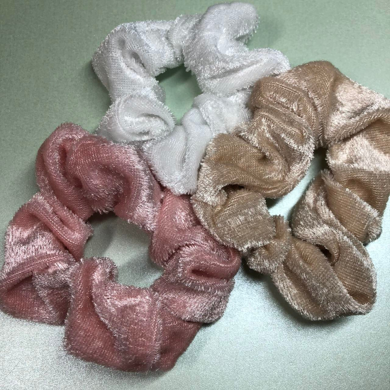 Soft velvet pastel hair scrunchy set