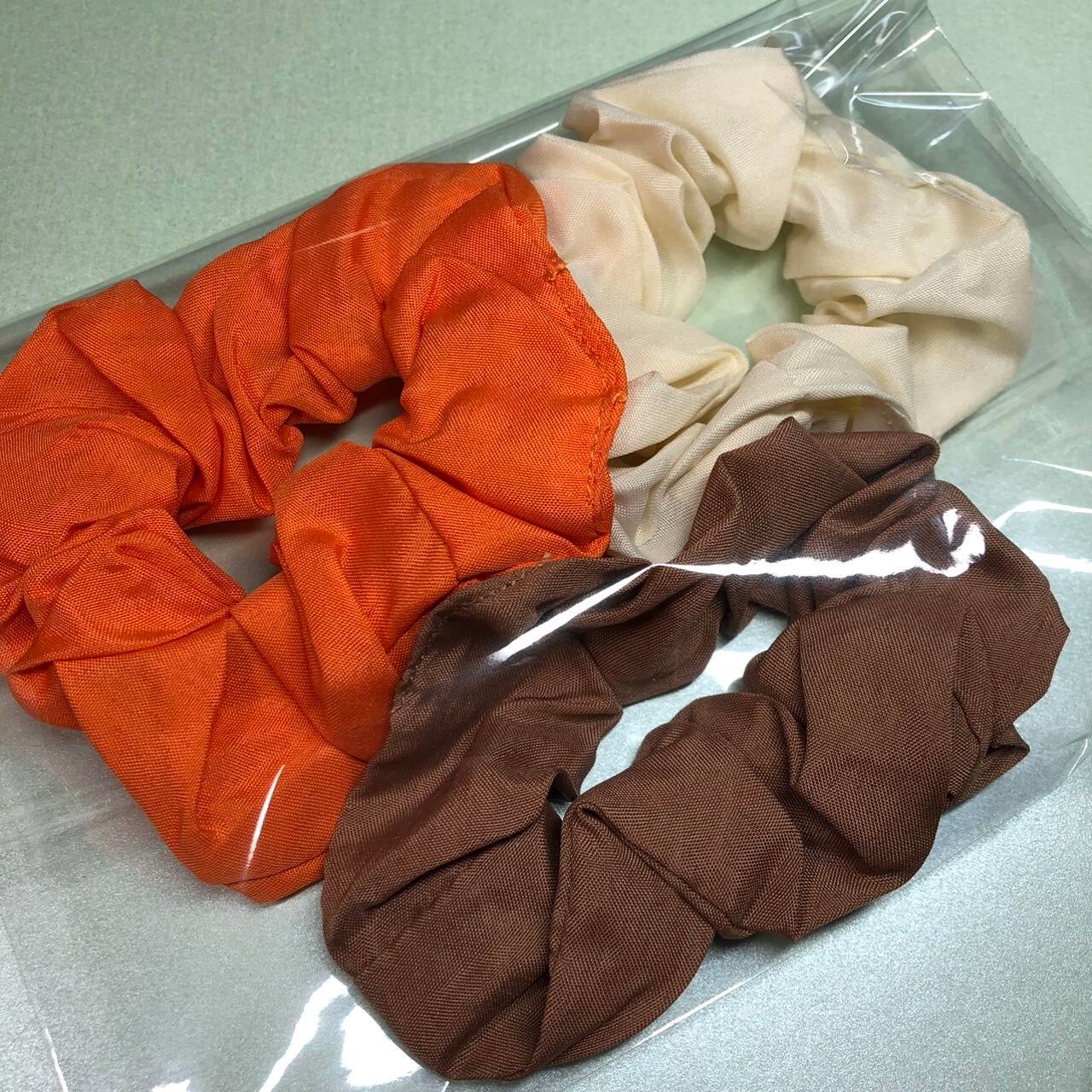 Desert coloured plain scrunchy set