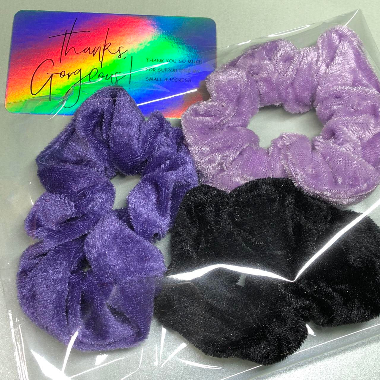 Goth coloured velvet scrunchy set