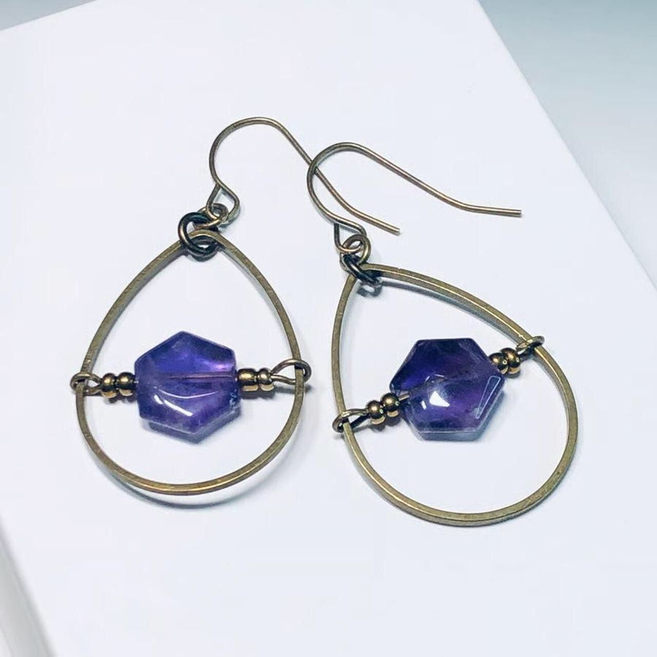 Amethyst handmade earrings gift bag