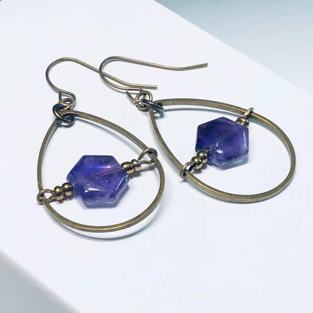 Amethyst handmade earrings gift bag