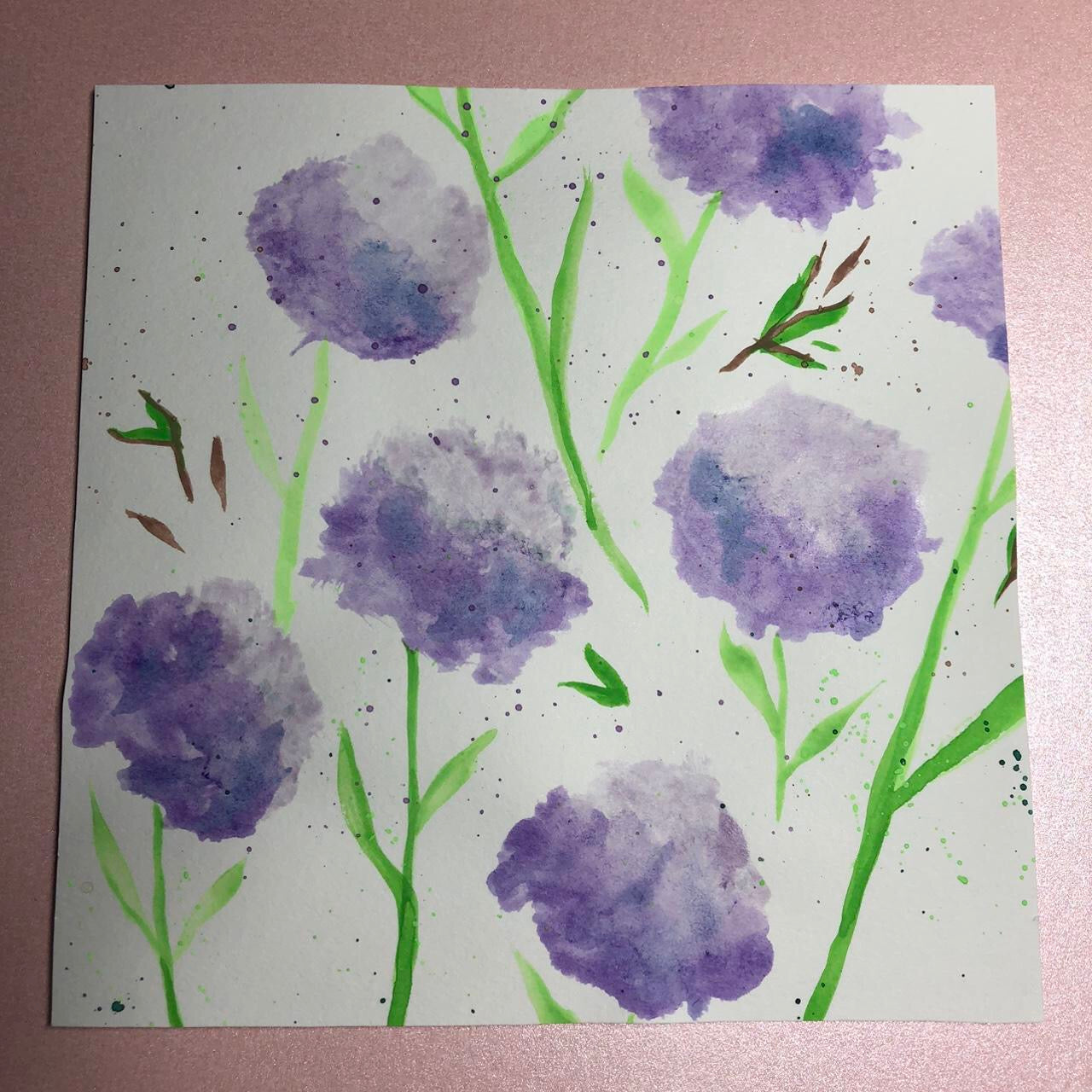 Purple puffy flower greeting card