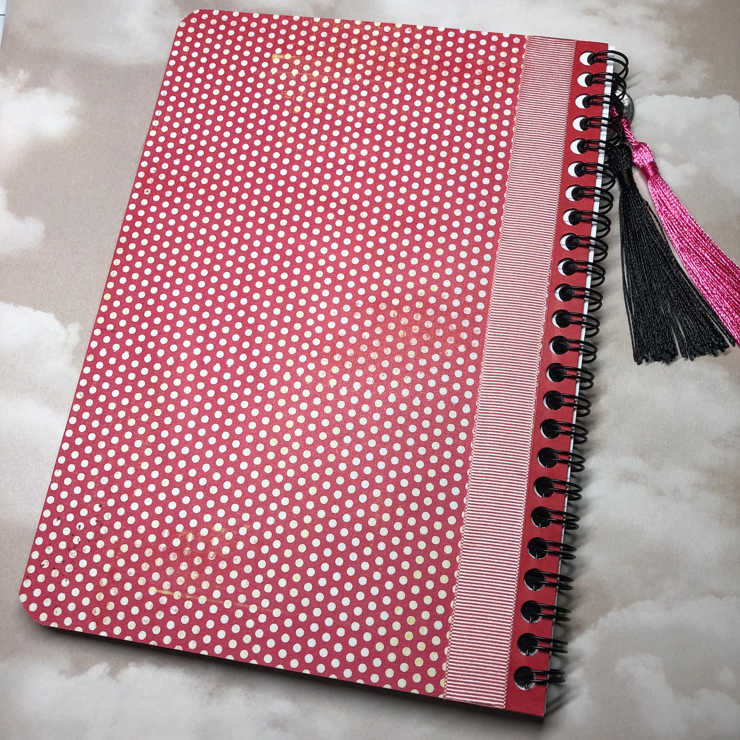 Hand decorated upcycled notes book - Red Notes