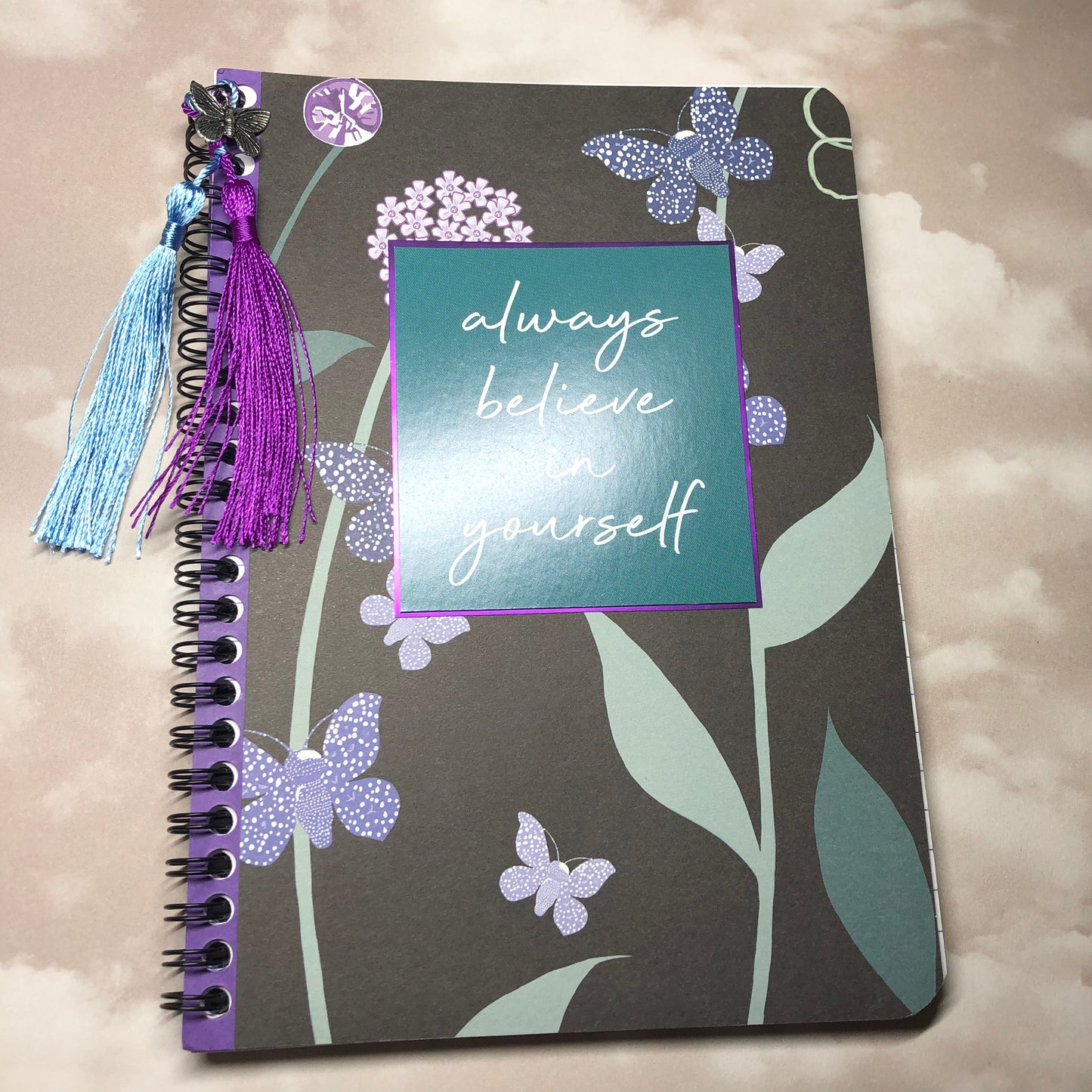 Upcycled hand decorated notebook - Believe