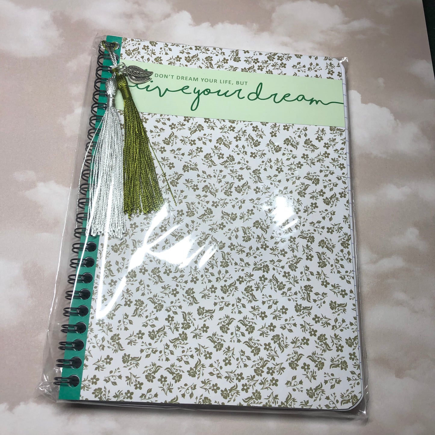 Hand decorated upcycled journal notebook - Live