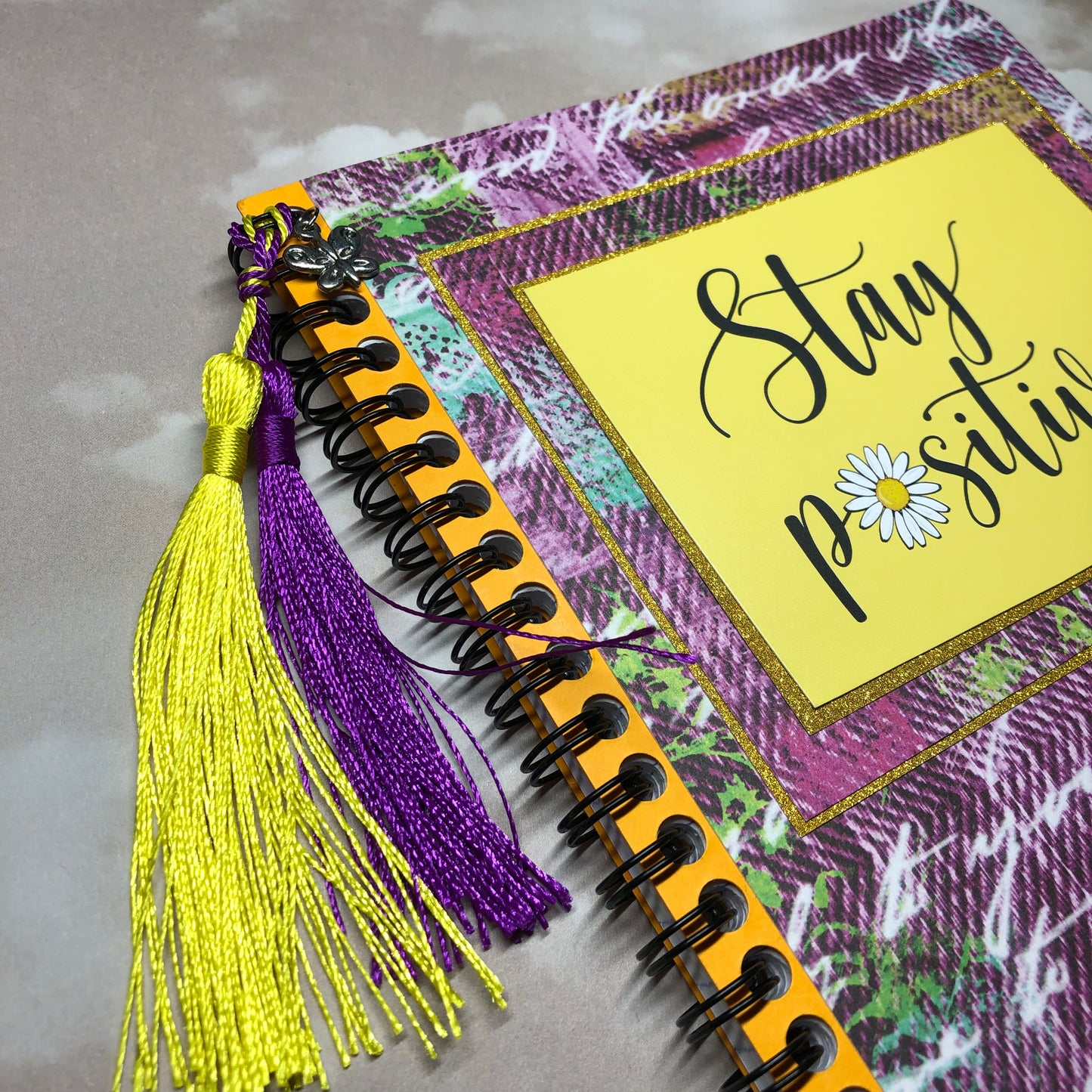 Upcycled hand decorated journal - Positive