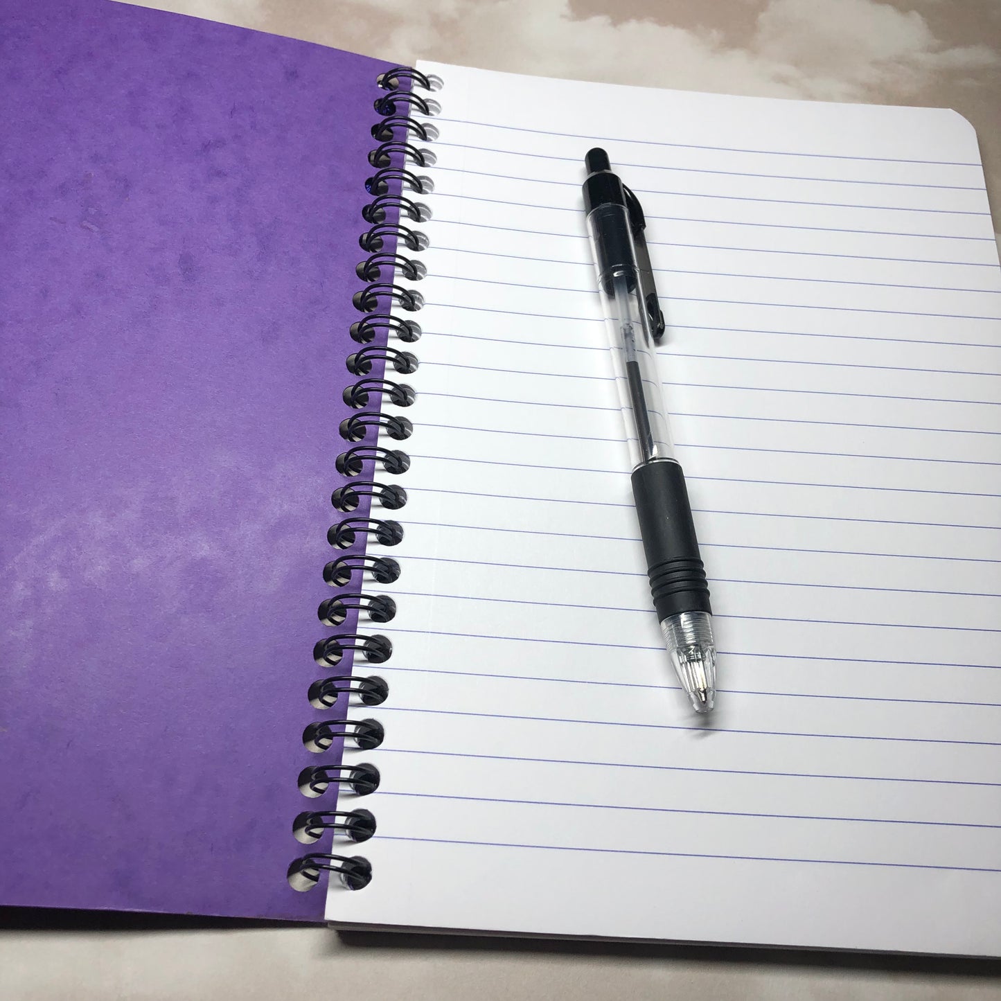 Upcycled hand decorated notebook - Purple Notes