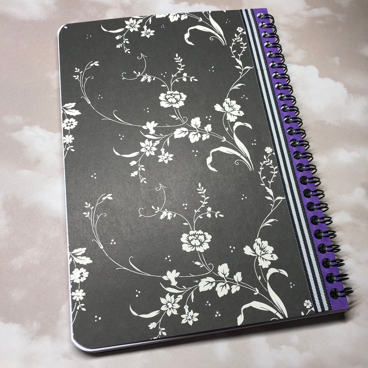 Upcycled hand decorated notebook - Purple Notes