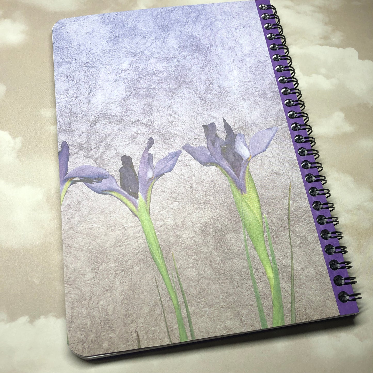 Upcycled journal hand decorated notebook - Iris