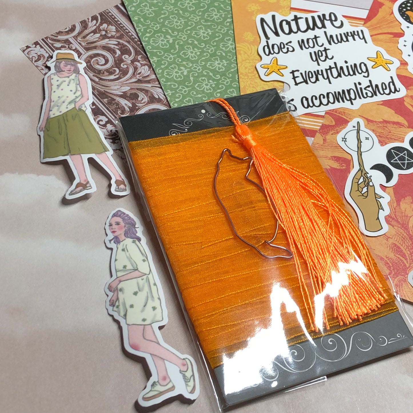 Stickers, paper and ribbon journal pack