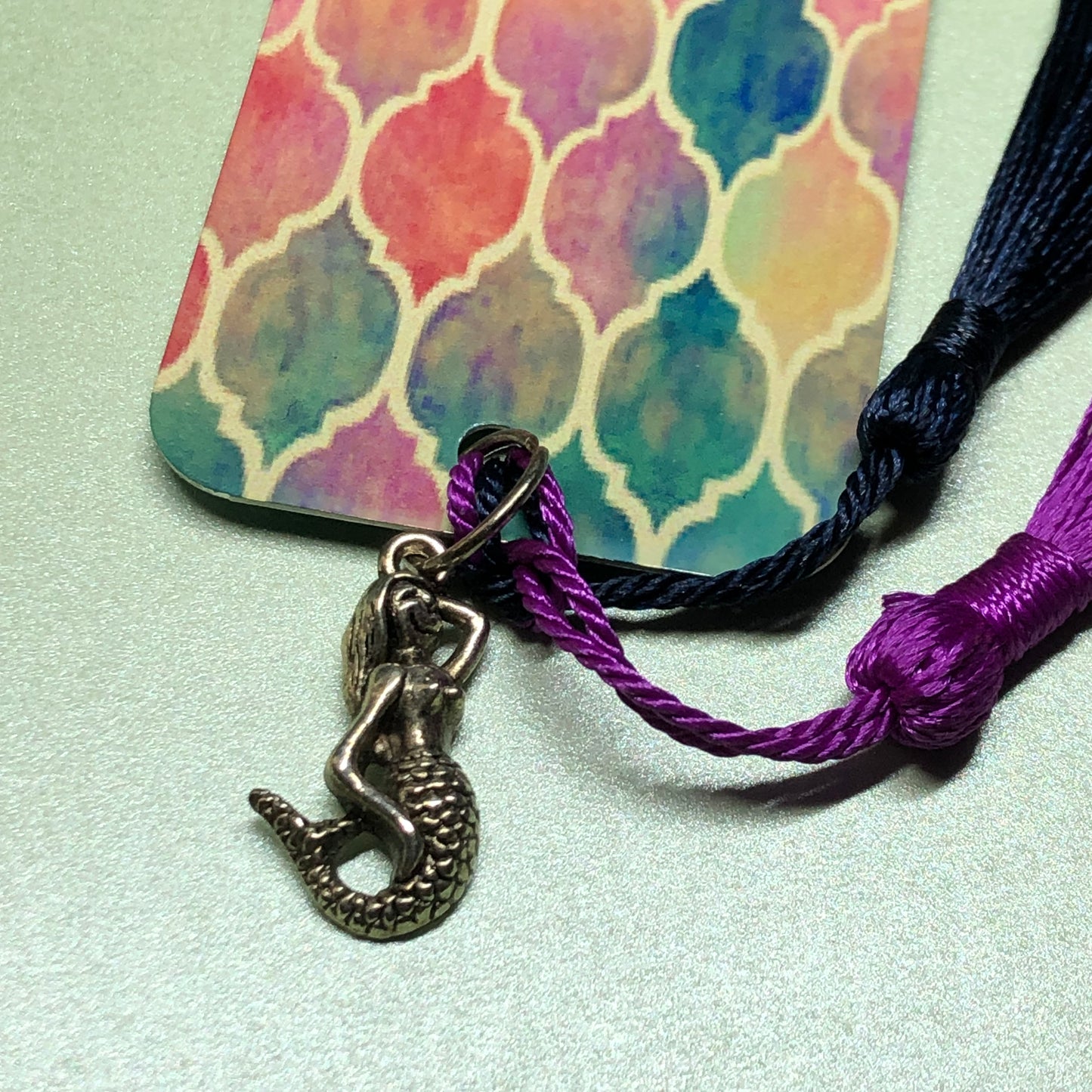 Mermaid tile printed aluminium bookmark