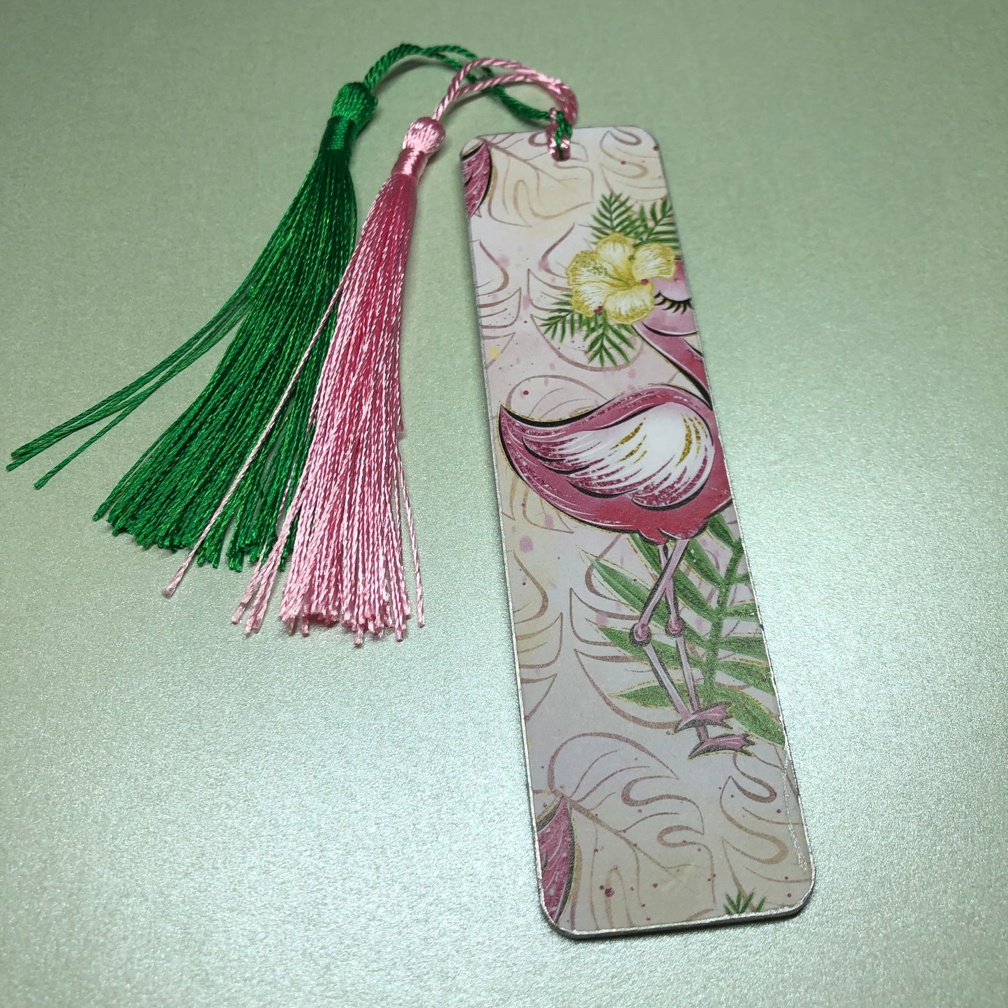 Tropical Flamingo wooden bookmark