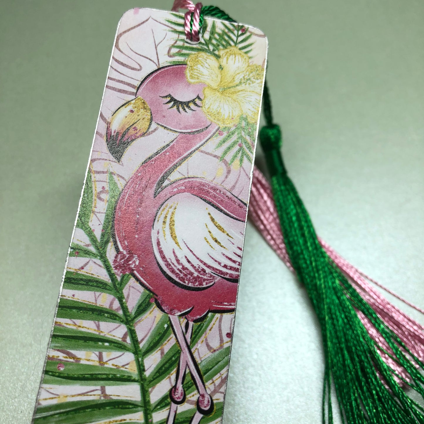 Tropical Flamingo wooden bookmark