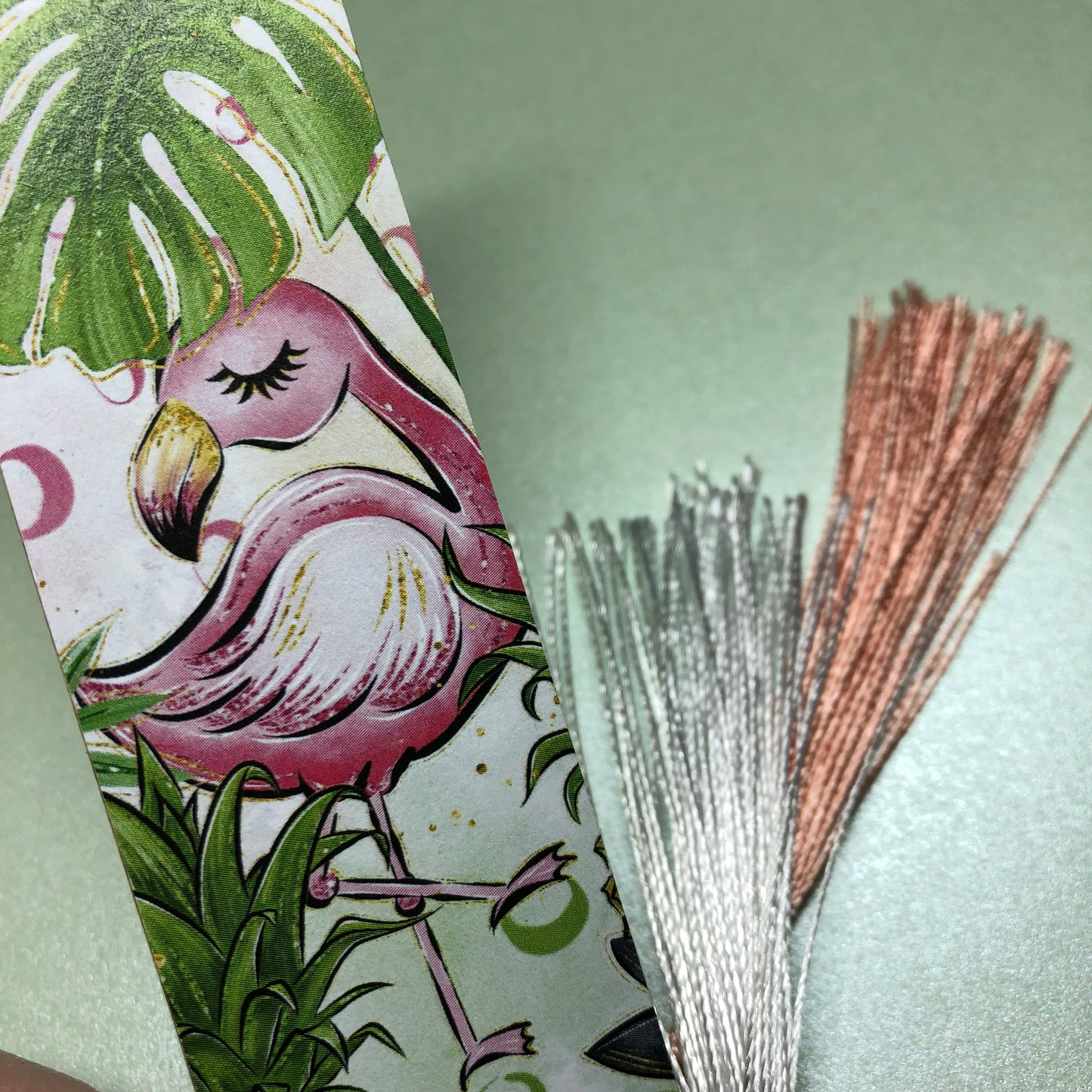 Flamingo Flower wooden bookmark