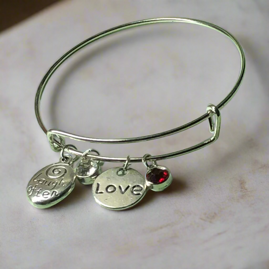 Customisable Laugh often Love much expandable bangle