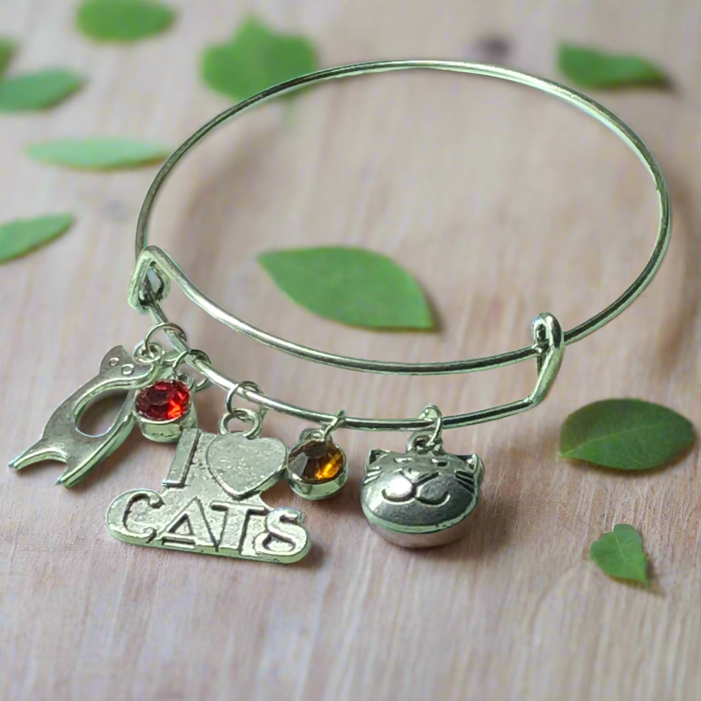 Customisable cat lover expandable bangle