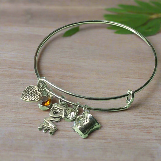 Customisable love tea or coffee expandable bangle