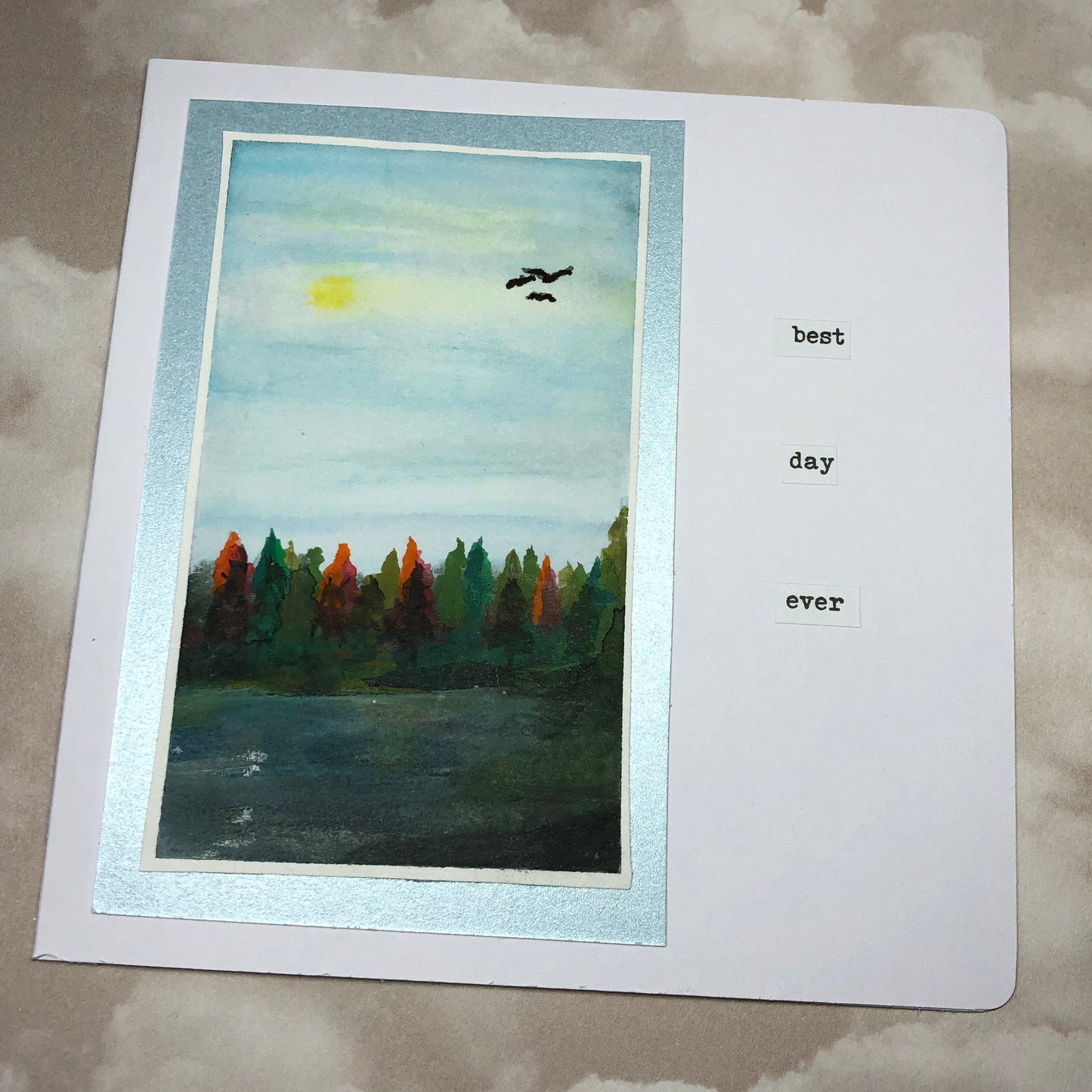 Handpainted forest watercolour greeting card